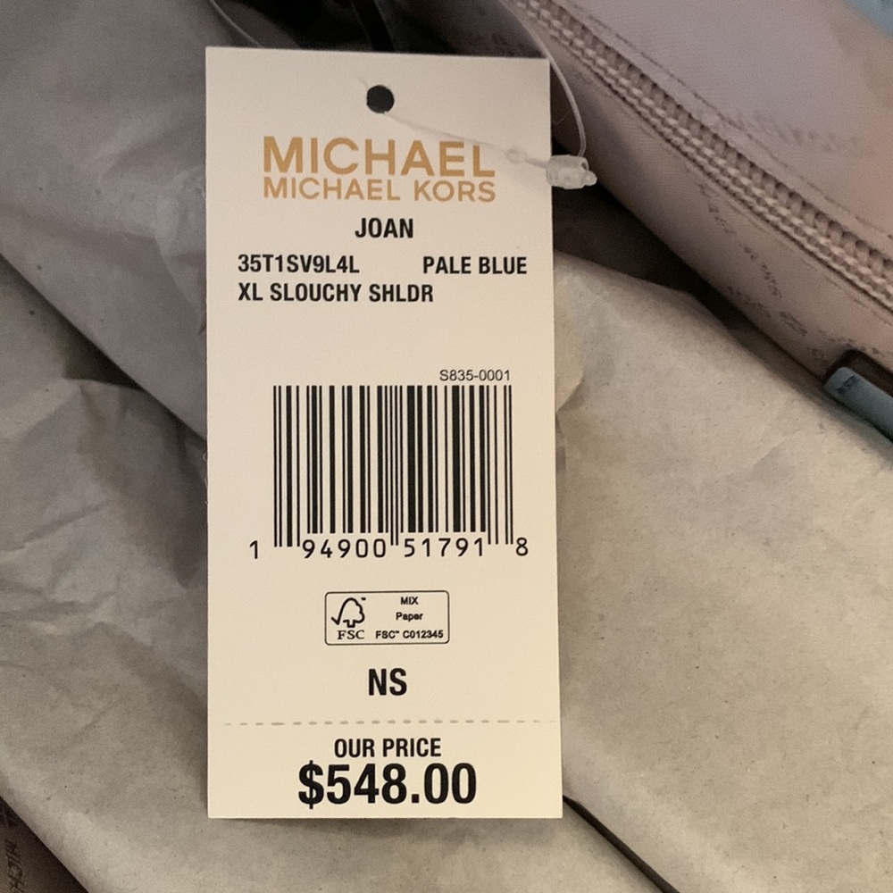 Michael Kors Joan XL Slouchy Shoulder Bag Pale Blue - Picture 11 of 16